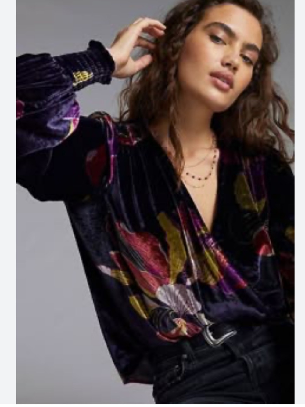 Anthropologie Surplice Velvet Blouse in size XSmall